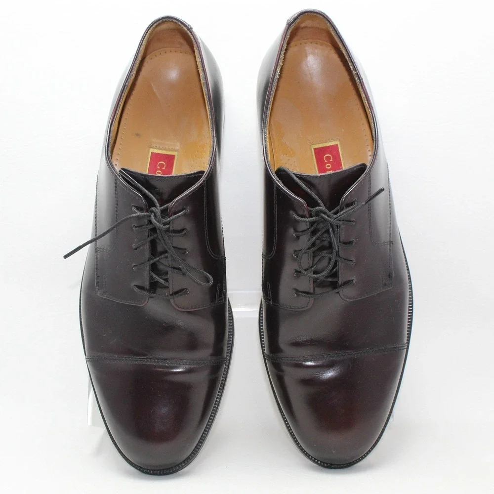 Cole Haan Mens Burgundy Leather Cap Toe Derby Dress Shoes 12 D C08331